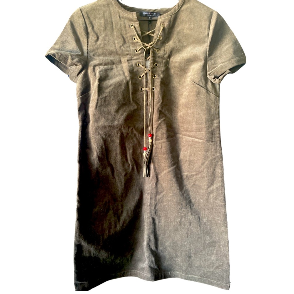 Romeo and Juliet Couture shift corduroy mini dress in a soft brown